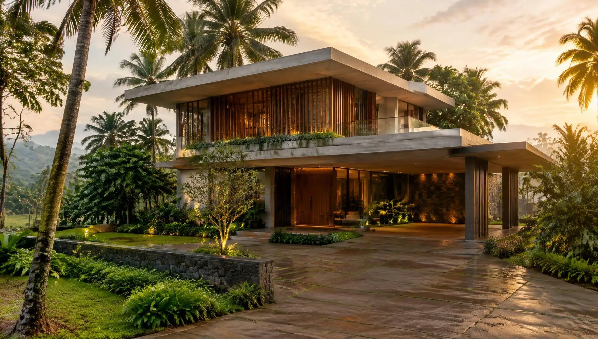 Contemporary tropical home built in Kerala by Build Rock